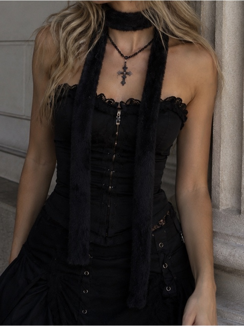 Dolls Essential Black SOFT Faux Fur Scarf - Women Accessories